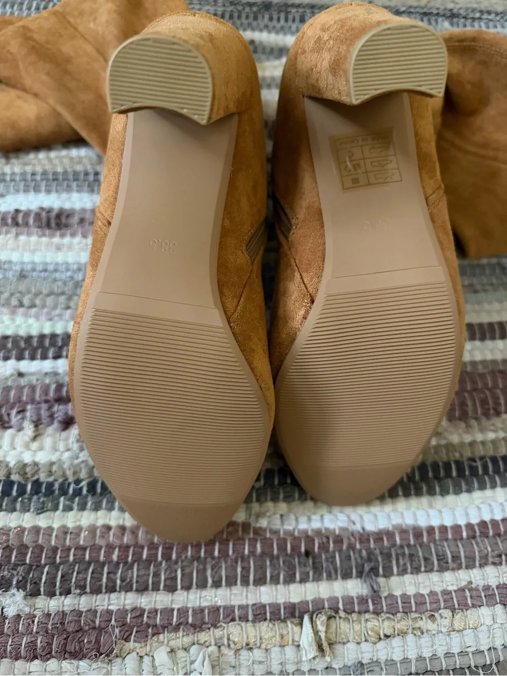 Over-the-Knee Suede High Heel Boots in Tan